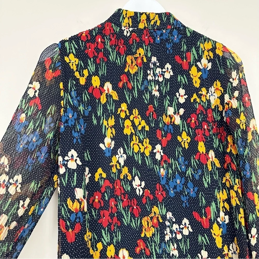 Tory Burch Livia Iris Garden Printed Long-Sleeve Dress